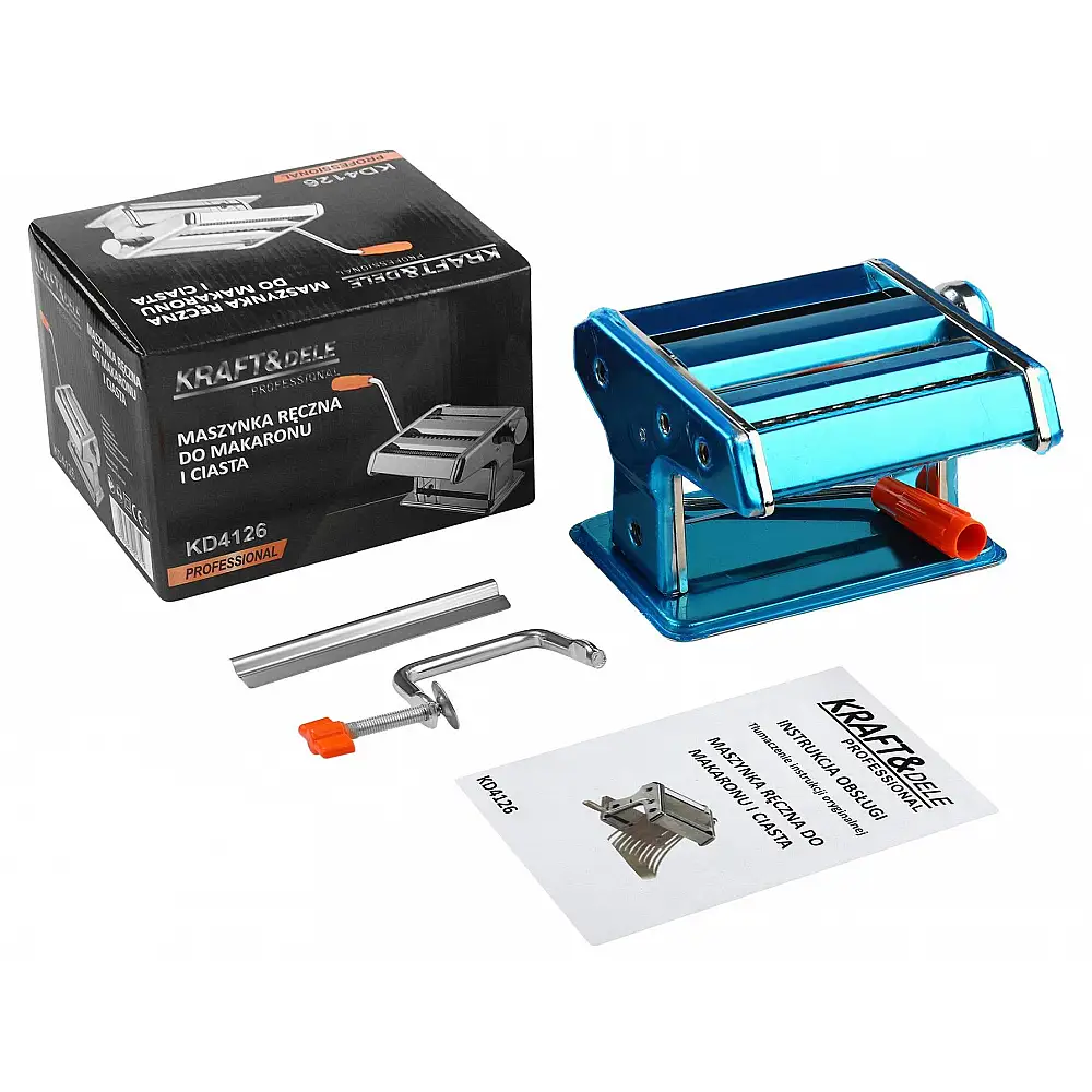 Kraft&Dele Χειροκίνητη Μηχανή Ζυμαρικών από Ανοξείδωτο Ατσάλι με Ρυθμιζόμενο Πάχος και 2 Τύπους Κοπής KD-4126