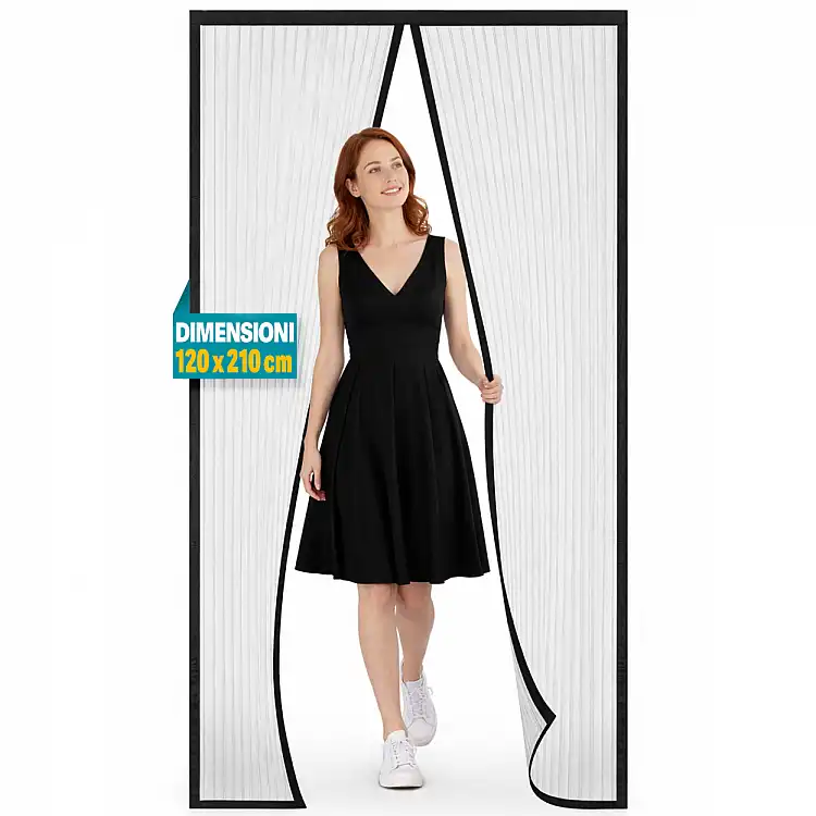 BAKAJI Μαγνητική Σήτα Πόρτας 120x210cm Μαύρη Ριγέ για Προστασία από Κουνούπια και Έντομα 02001916