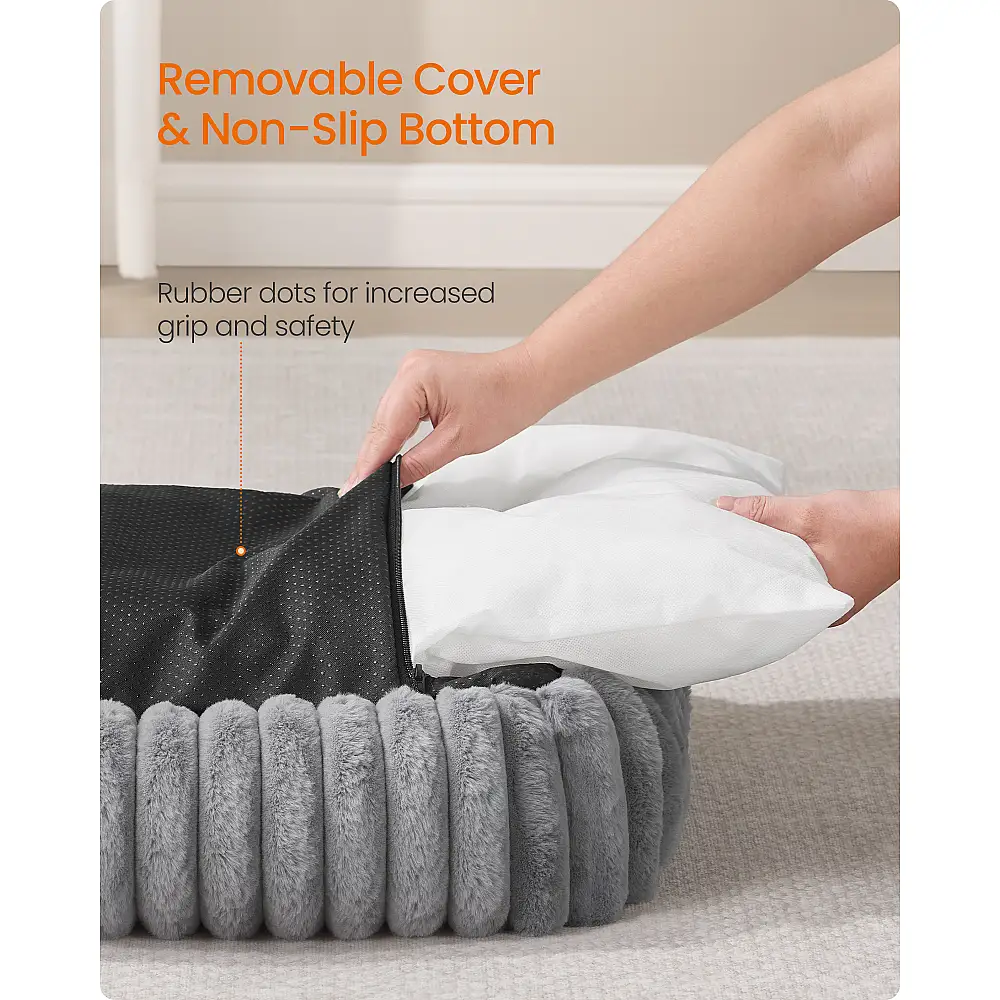 Feandrea Καναπές-κρεβάτι σκύλου για μεσαίους σκύλους, με μαλακή επένδυση, πλενόμενο, 71 x 55 x 18 εκ., γκρι PGW311GD01