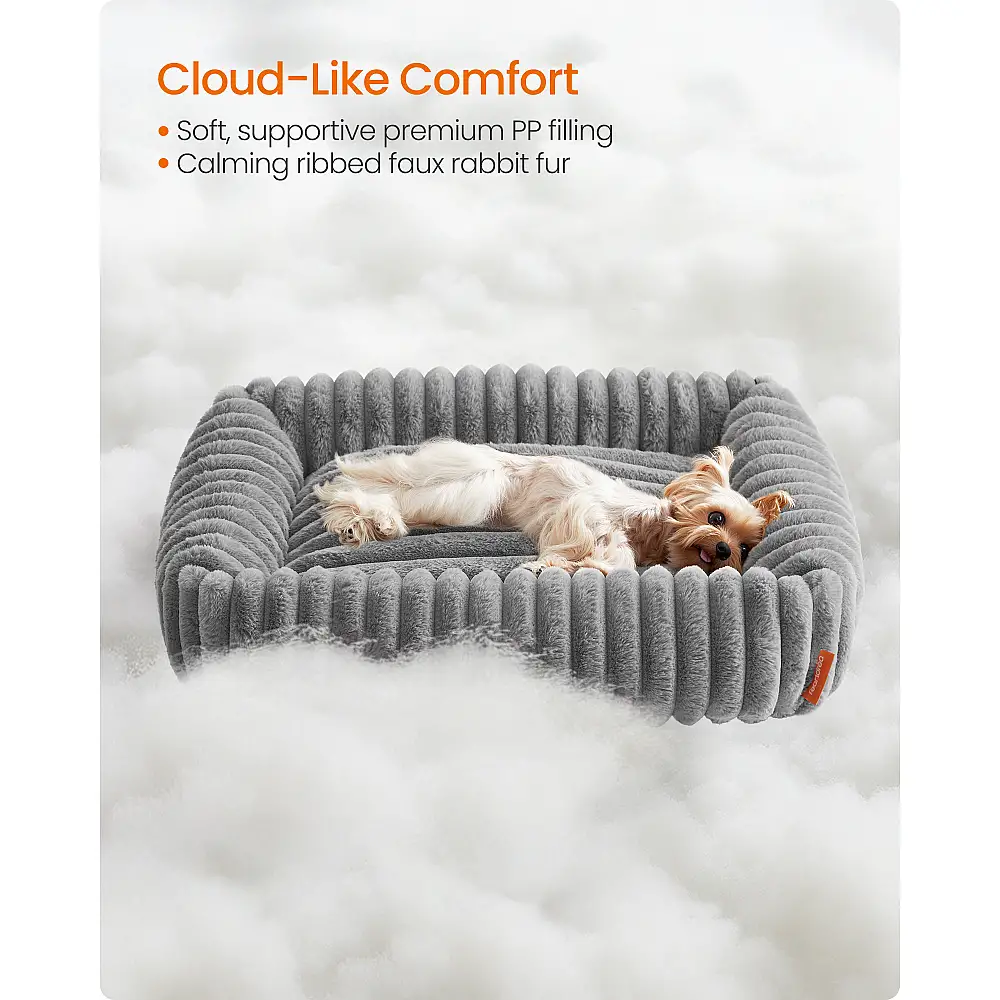 Feandrea Καναπές-κρεβάτι σκύλου για μεσαίους σκύλους, με μαλακή επένδυση, πλενόμενο, 71 x 55 x 18 εκ., γκρι PGW311GD01