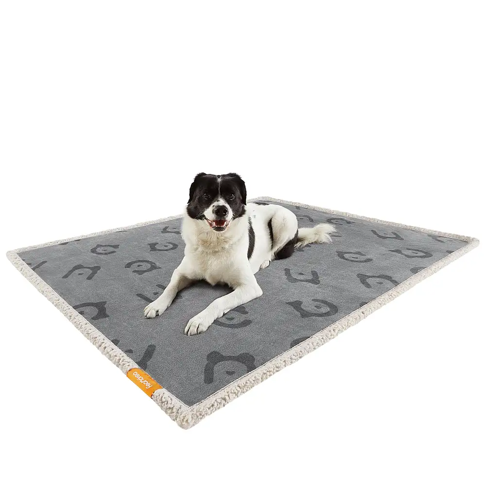 Feandrea Αδιάβροχη κουβέρτα κατοικιδίων διπλής όψης Sherpa Fleece για μικρούς και μεσαίους σκύλους και γάτες 127 x 101 εκ. L, γκρι, πλενόμενη στο πλυντήριο PPB050G01