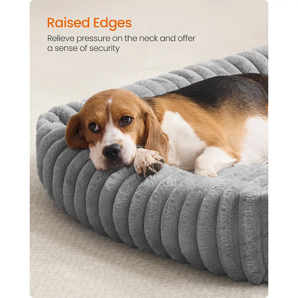Feandrea Κρεβάτι-καναπές για μεγάλο σκύλο με μαλακή επένδυση, πλενόμενο, 91 x 68 x 18 εκ., γκρι περιστερί PGW312GD01