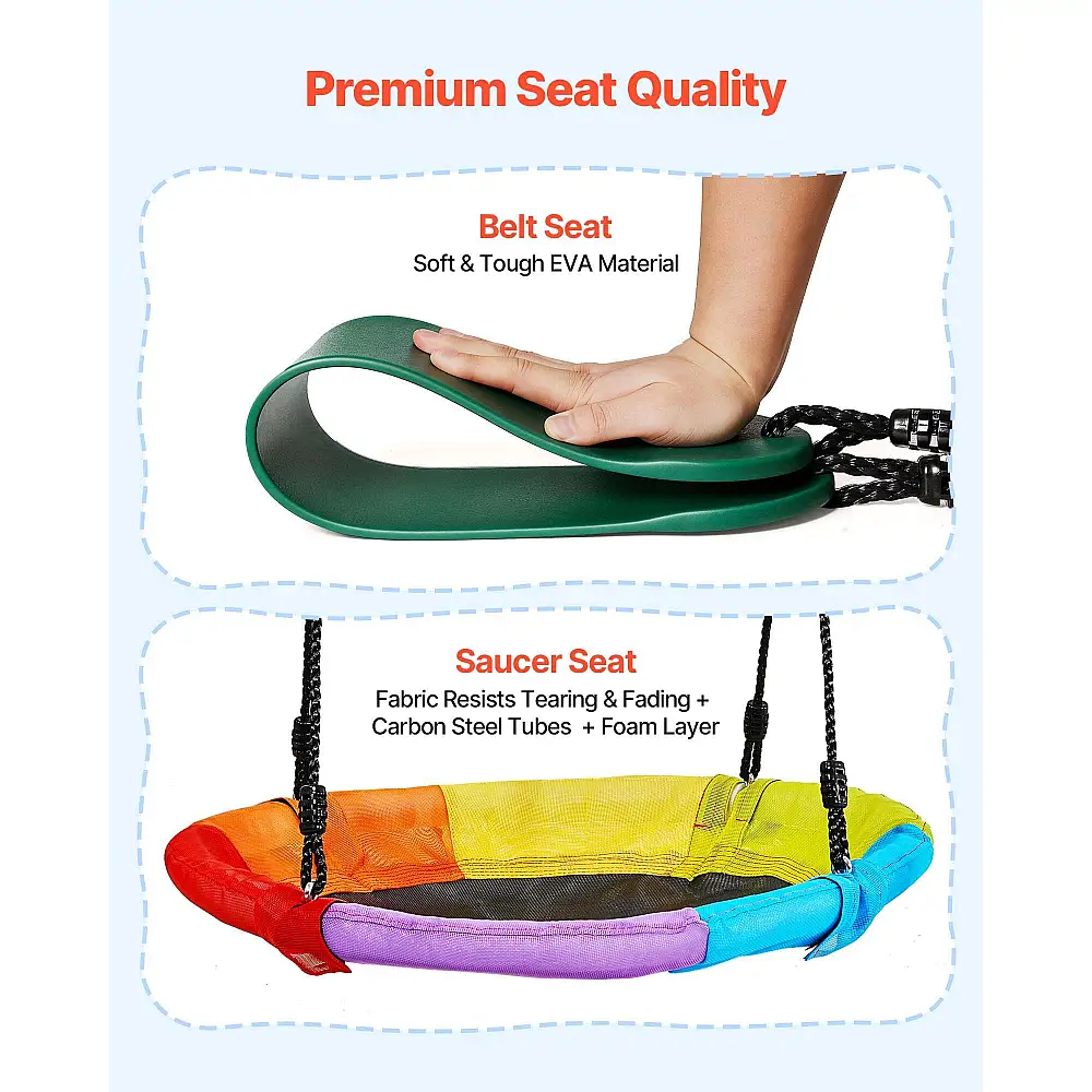 VEVOR Κούνια Κήπου για Παιδιά με Μεταλλικό Σκελετό A-Frame, Στρογγυλό Κάθισμα 80 εκ. και Κάθισμα Ζώνης, Αντοχή έως 199,6 kg, με Σπειροειδή Αγκύρια Εδάφους, Εξωτερικού Χώρου AXQQTZ2RWCGL2KT8O001V0