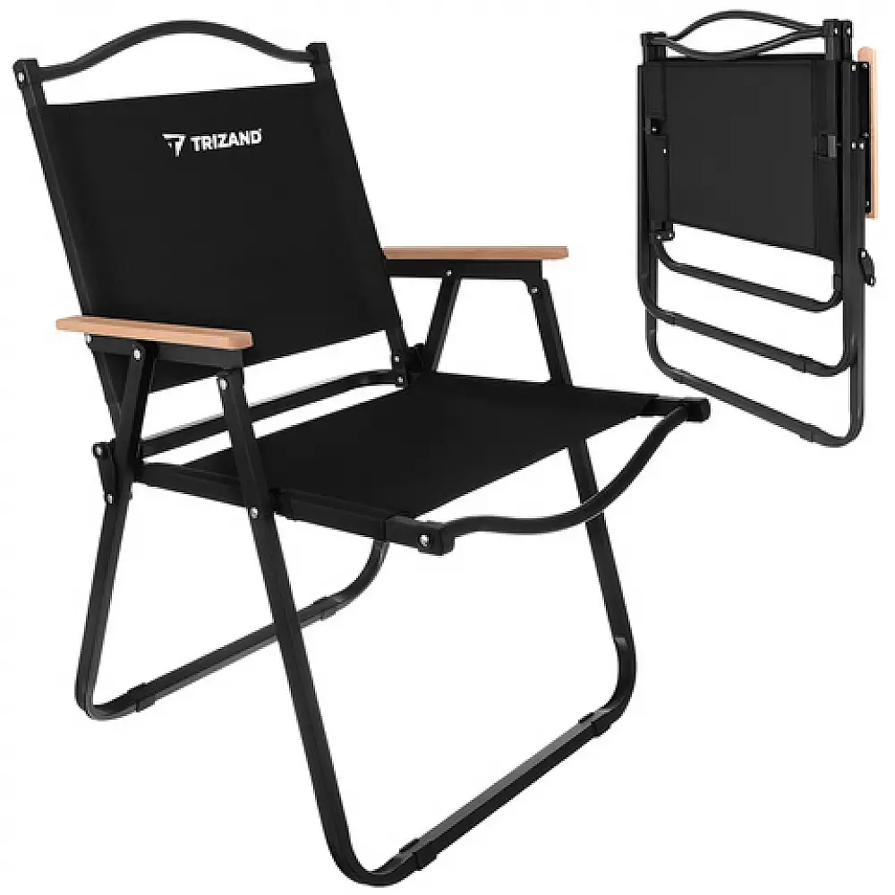 Trizand Πτυσσόμενη Καρέκλα Κήπου και Camping Μαύρη 75,5 x 58,5 x 53,5 cm έως 120 kg 27552