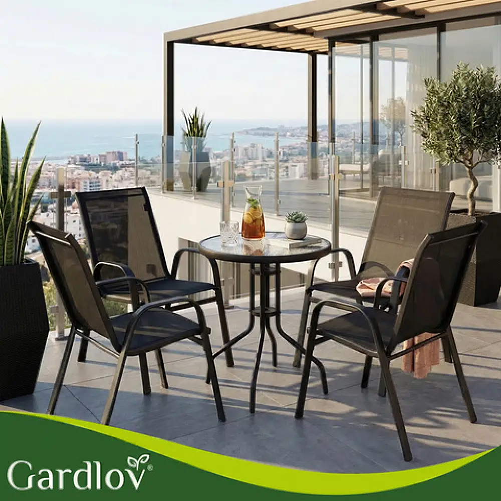 Gardlov Σετ 4 Καρέκλες για Βεράντα, Μπαλκόνι και Κήπο, Μαύρο 27566
