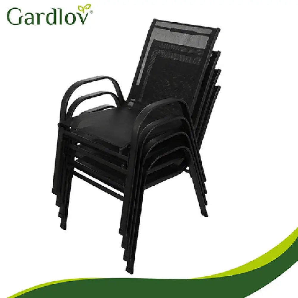 Gardlov Σετ 4 Καρέκλες για Βεράντα, Μπαλκόνι και Κήπο, Μαύρο 27566