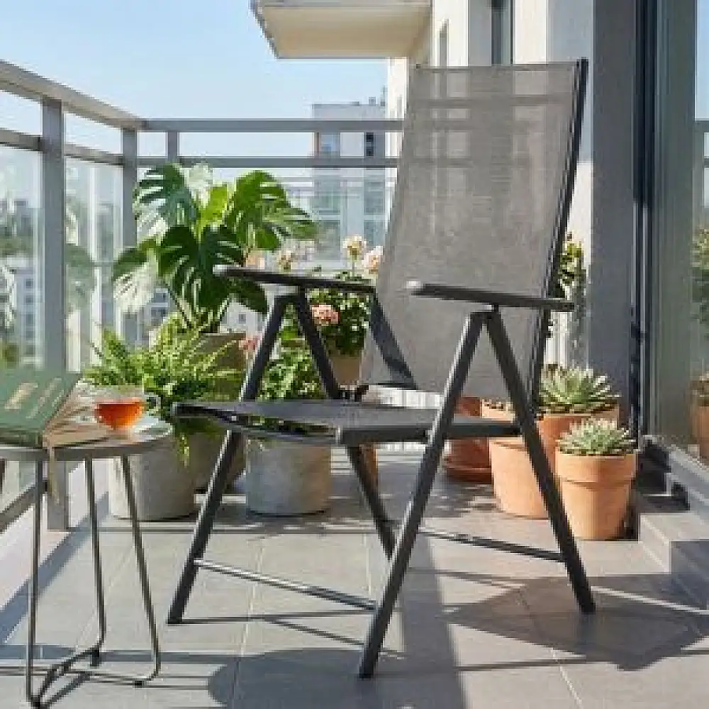 MultiGarden Πτυσσόμενη μεταλλική καρέκλα κήπου με ρυθμιζόμενη πλάτη σε γκρι χρώμα MultiGarden WR1652-1-4