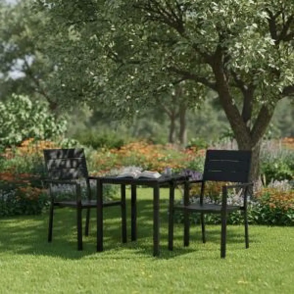 MultiGarden Σετ 2 καρέκλες κήπου για βεράντα ή μπαλκόνι, από ατσάλι και HDPE, μαύρες MultiGarden YC-051KD-1