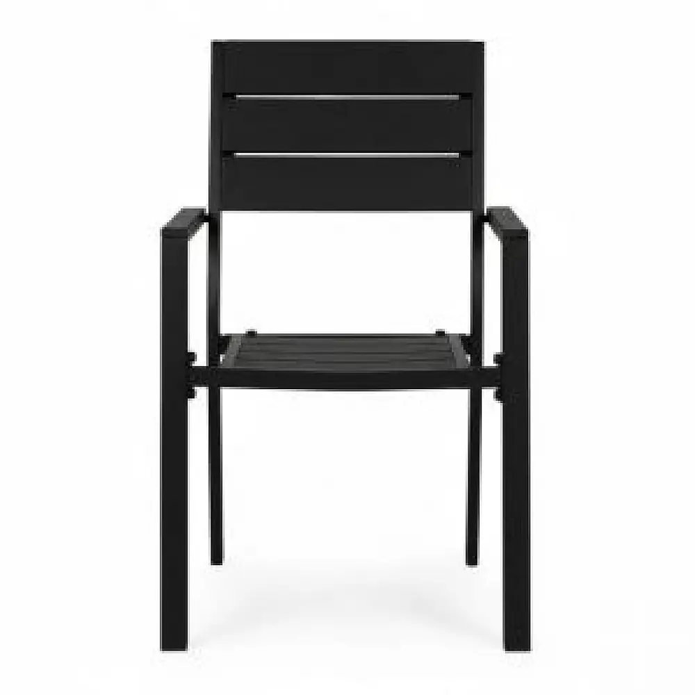 MultiGarden Σετ 2 καρέκλες κήπου για βεράντα ή μπαλκόνι, από ατσάλι και HDPE, μαύρες MultiGarden YC-051KD-1