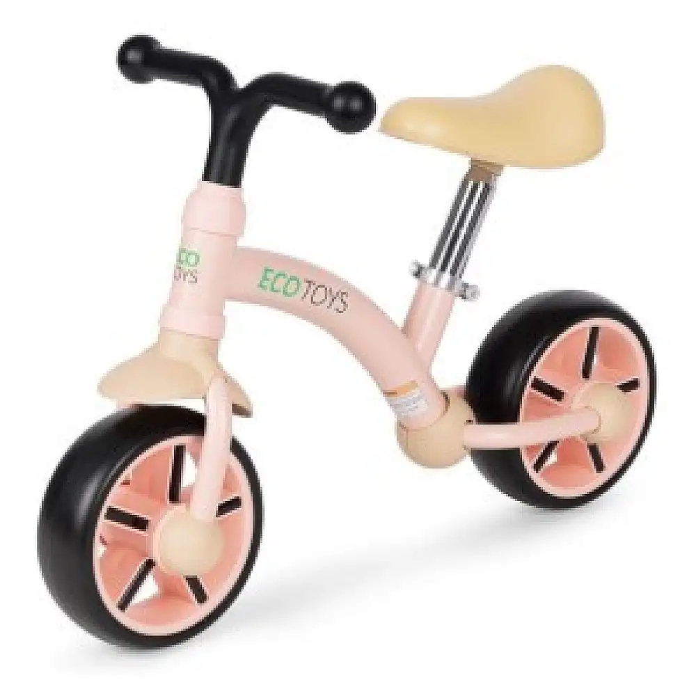 ECOTOYS Παιδικό ποδηλατάκι ισορροπίας με τροχούς EVA, ρυθμιζόμενο κάθισμα, ροζ, ECOTOYS LC-V1252-PINK-C
