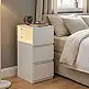MODERNHOME Κομοδίνο με LED φωτισμό, λευκό, με 2 συρτάρια, για κρεβατοκάμαρα ModernHome TH-3TNS-5