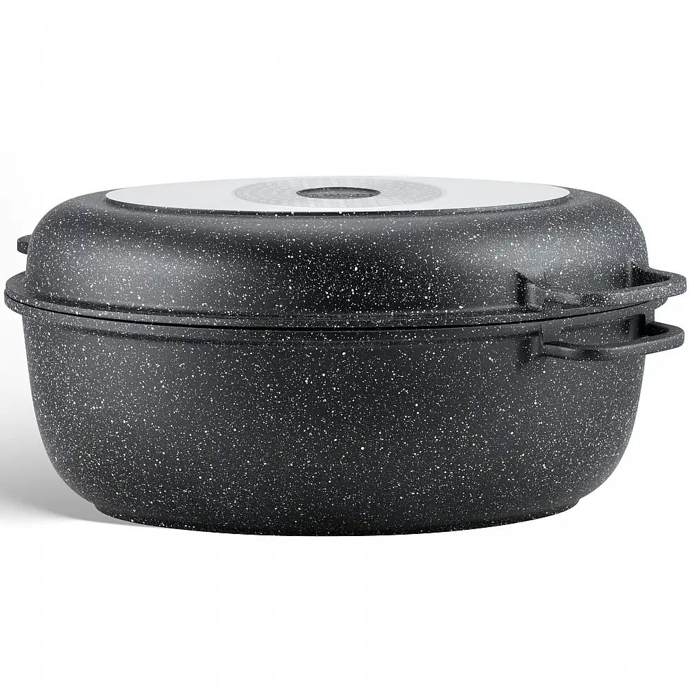 Edenberg Σκεύος Roaster 3 σε 1 με Καπάκι 8 lt και Μαρμάρινη Επιστρώση EB-9172