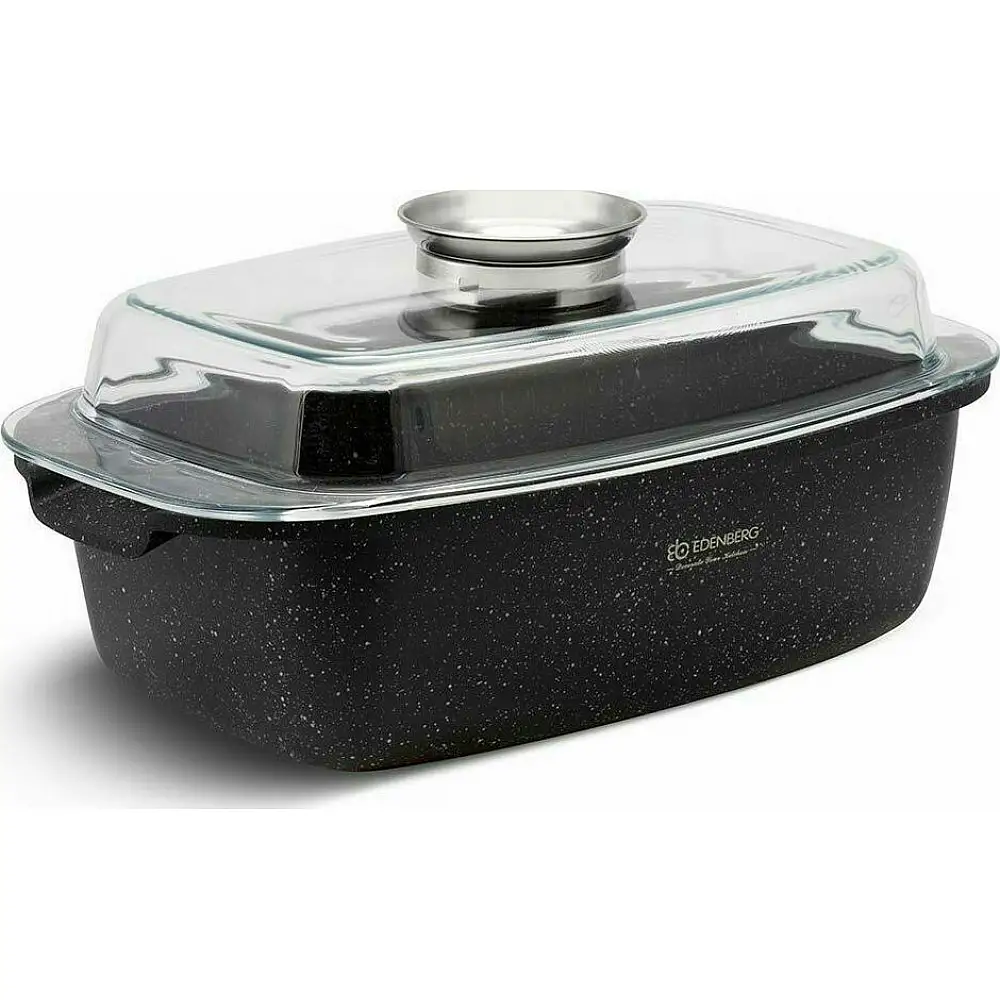 Edenberg Γάστρα Οβάλ από Χυτό Αλουμίνιο με Γυάλινο Καπάκι 32cm 5.5lt EB-8125