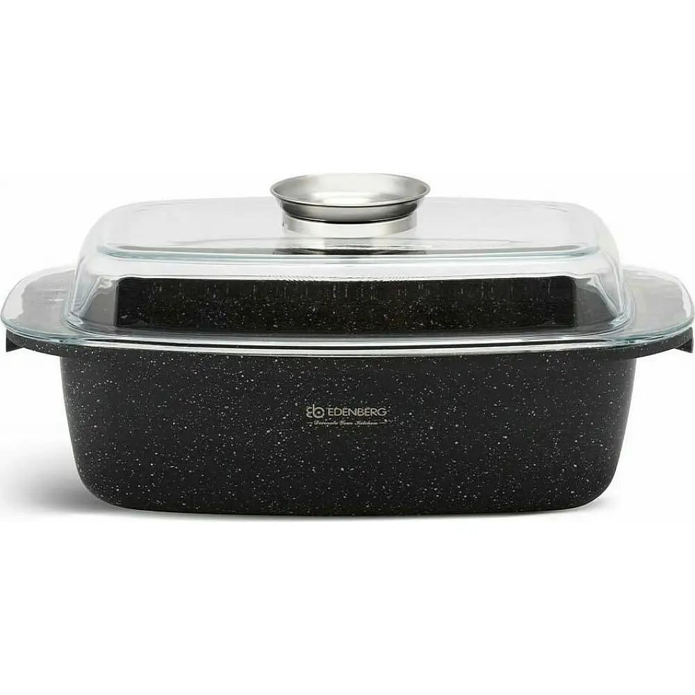 Edenberg Γάστρα Οβάλ από Χυτό Αλουμίνιο με Γυάλινο Καπάκι 32cm 5.5lt EB-8125