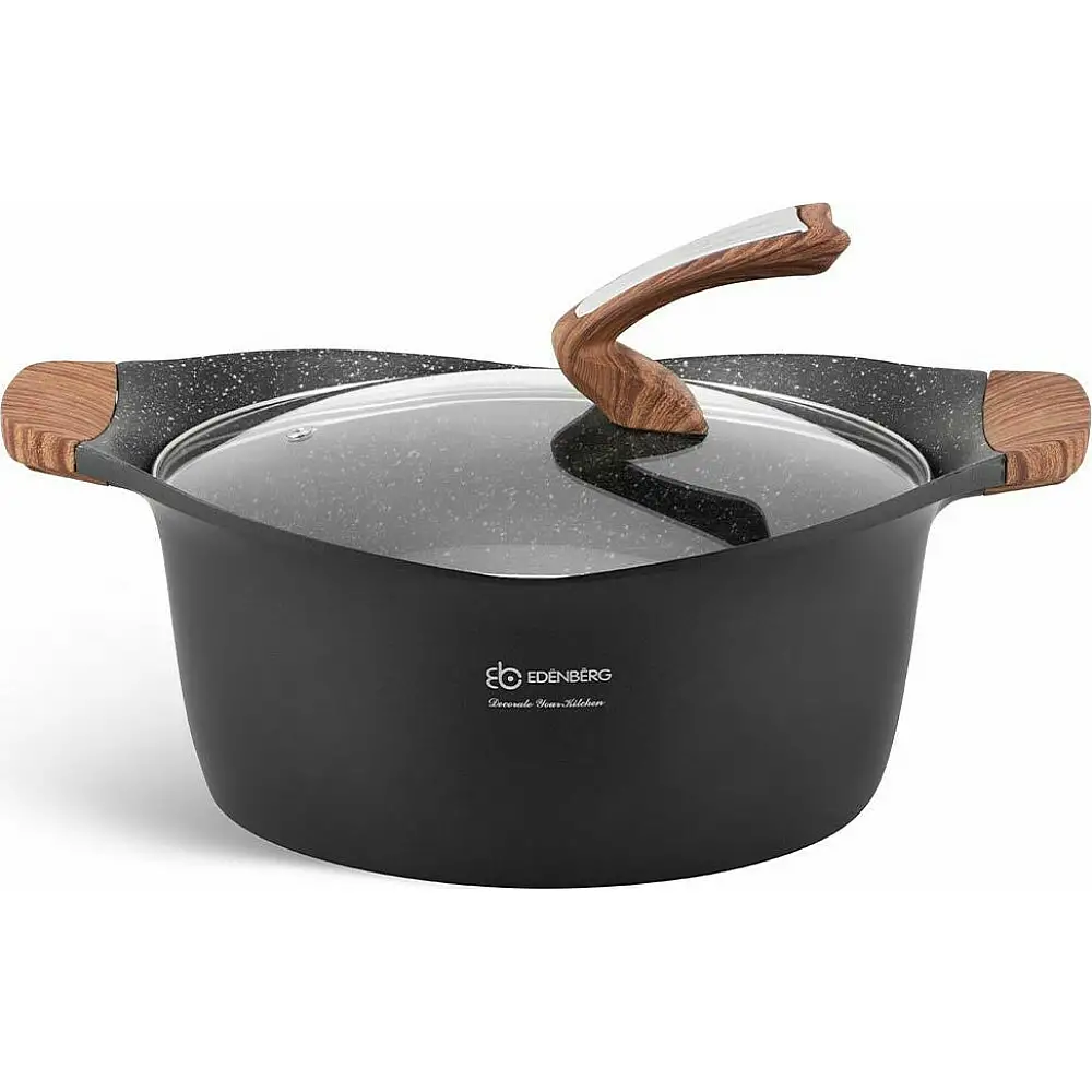 Edenberg Σετ αντικολλητικά μαγειρικά σκεύη 15 τμχ σε μαύρο χρώμα, από χυτοπρεσαριστό αλουμίνιο, γιά όλες τις εστίες EB-9184