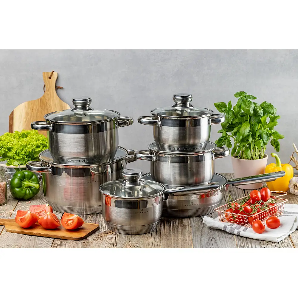 Edenberg Σετ Μαγειρικών Σκευών 12 Τεμαχίων για Επαγωγικές και Αέριες Εστίες με Αντικολλητική Επίστρωση EB-2001M