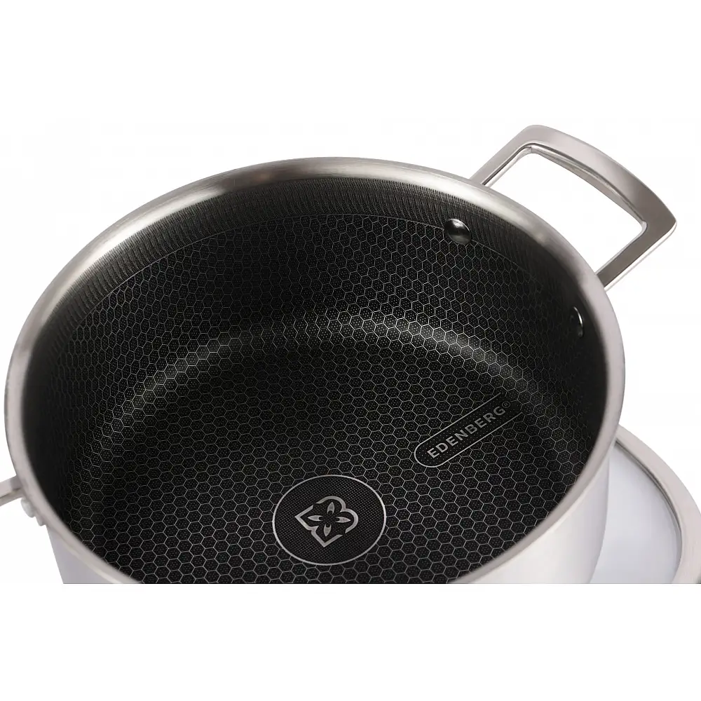 Edenberg Κατσαρόλα Ανοξείδωτη 20 cm με Αντικολλητική Επίστρωση 2.8lt Γυάλινο Καπάκι EB-17051