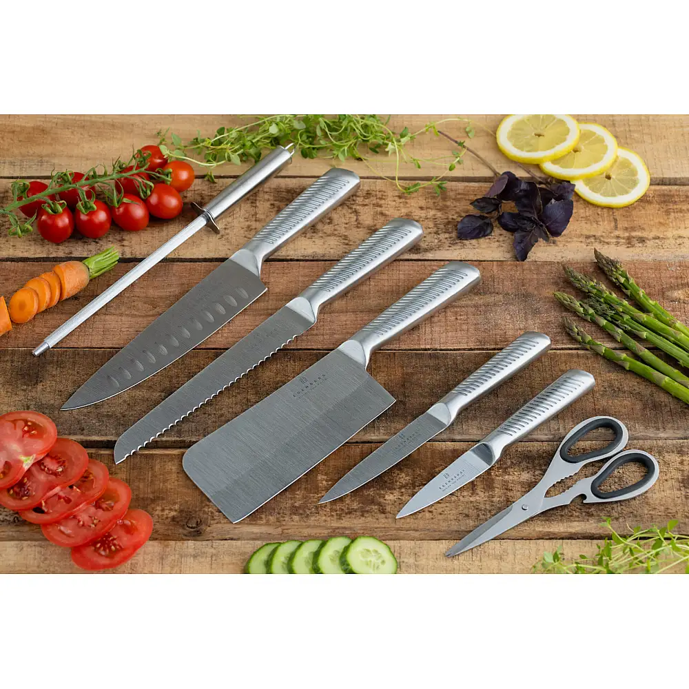 Edenberg Σετ 8 Μαχαιριών Κουζίνας από Ανοξείδωτο Ατσάλι με Κομψή Περιστρεφόμενη Βάση EB-915