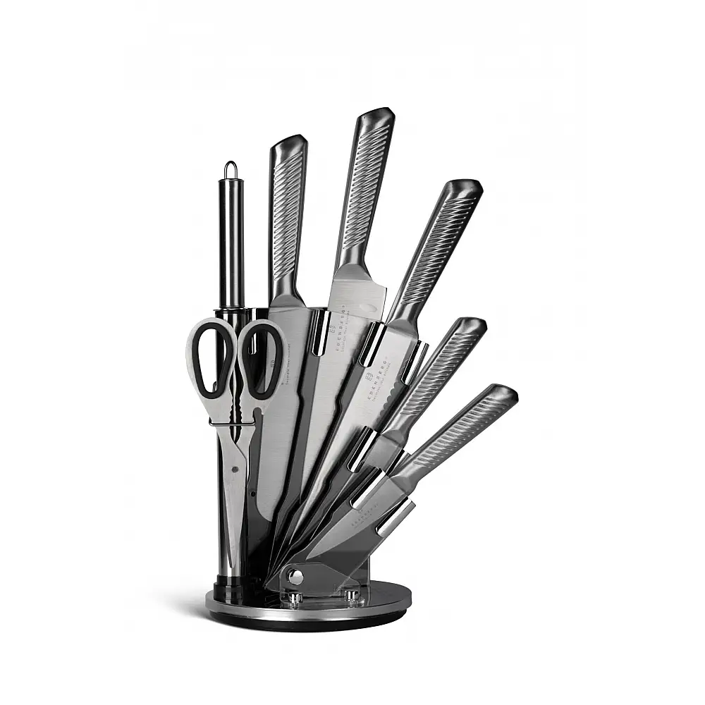 Edenberg Σετ 8 Μαχαιριών Κουζίνας από Ανοξείδωτο Ατσάλι με Κομψή Περιστρεφόμενη Βάση EB-915