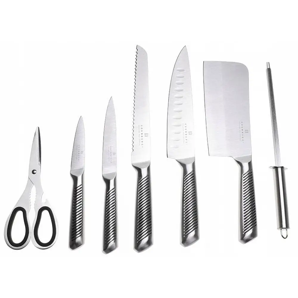 Edenberg Σετ 8 Μαχαιριών Κουζίνας από Ανοξείδωτο Ατσάλι με Κομψή Περιστρεφόμενη Βάση EB-916