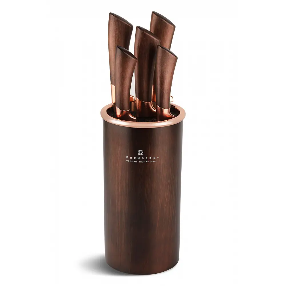 Edenberg Σετ Μαχαιριών 6 τεμαχίων σε Καφέ/Χρυσό Μπλοκ EB-5111