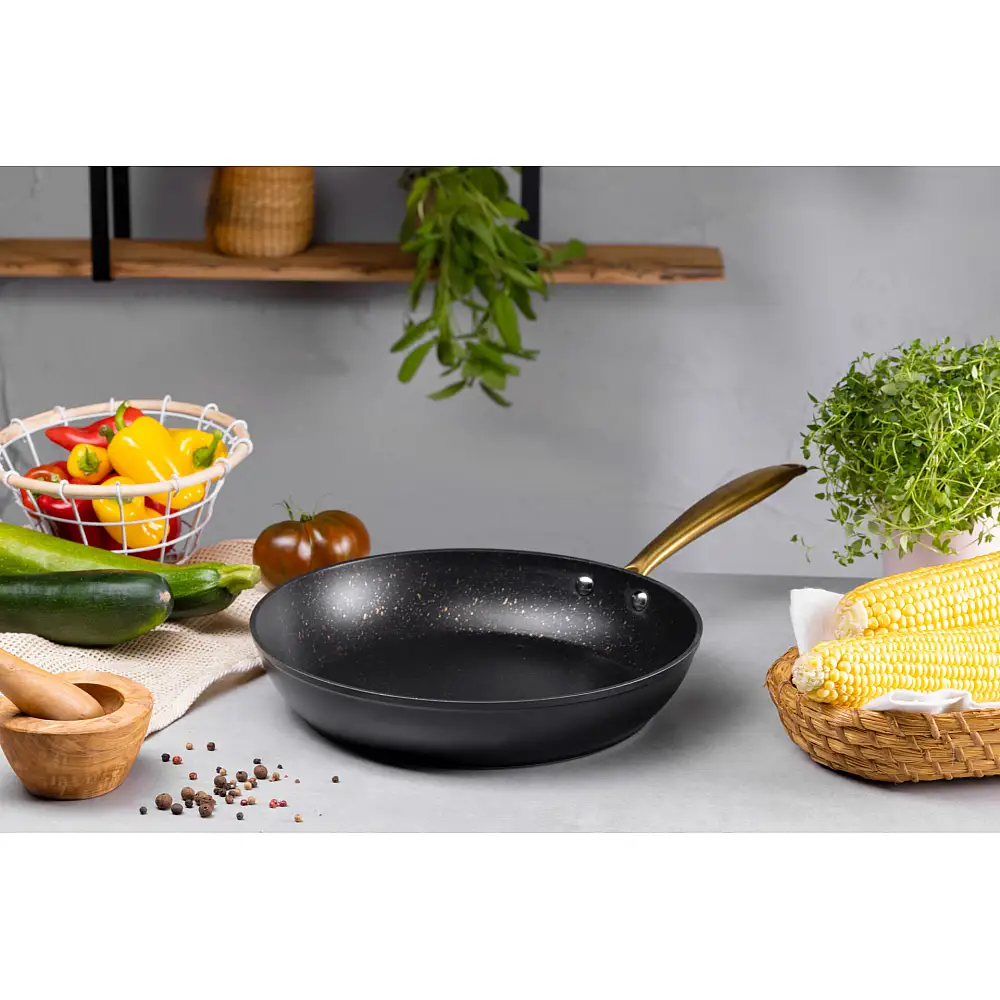 Edenberg Αλουμινένιο Τηγάνι με Αντικολλητική Μαρμάρινη Επίστρωση 28εκ με Χρυσή Λαβή EB-7467N