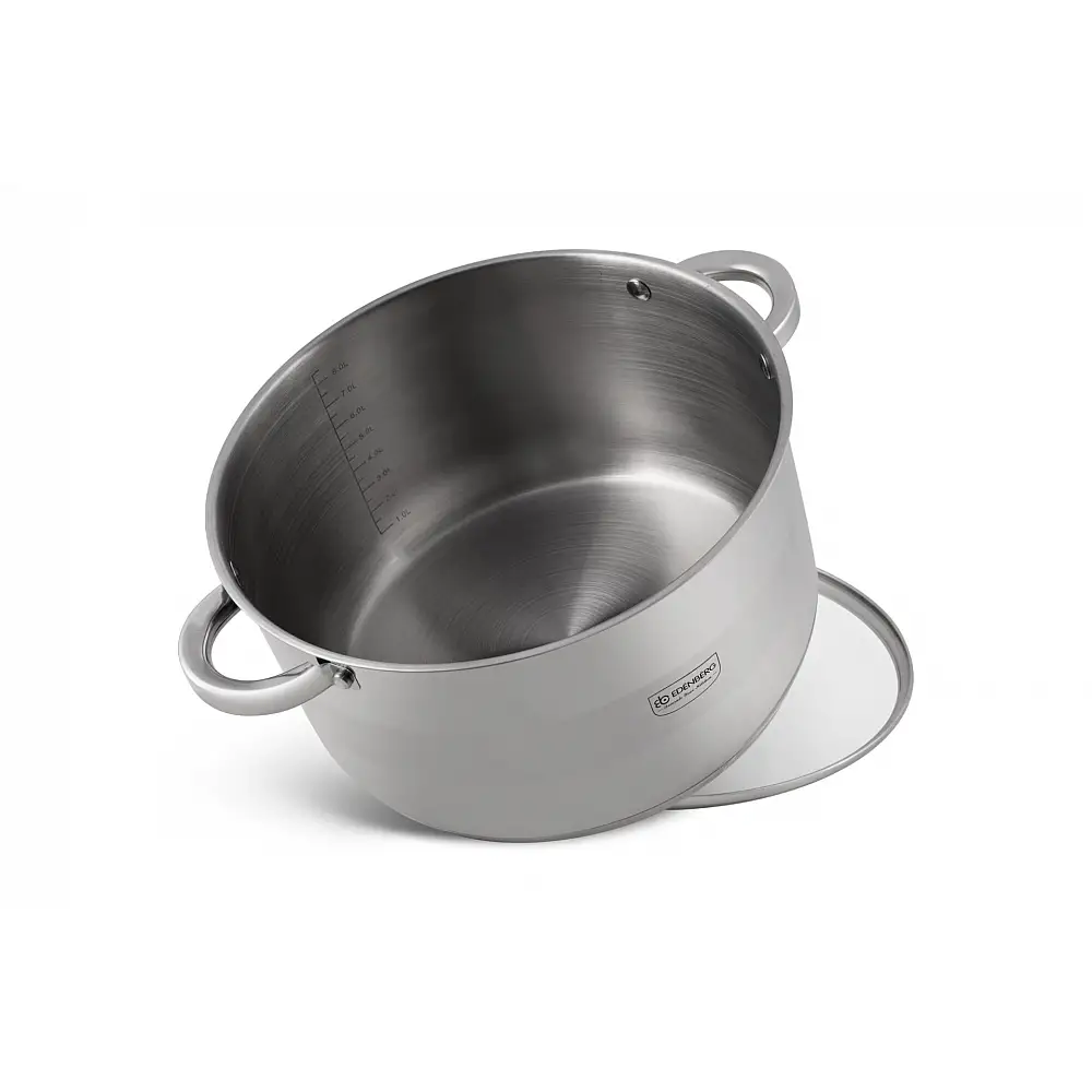 Edenberg Ατσάλινη Κατσαρόλα 9,5L με Καπάκι από Ανοξείδωτο Χάλυβα για Επαγωγή & Αερίου EB-3009