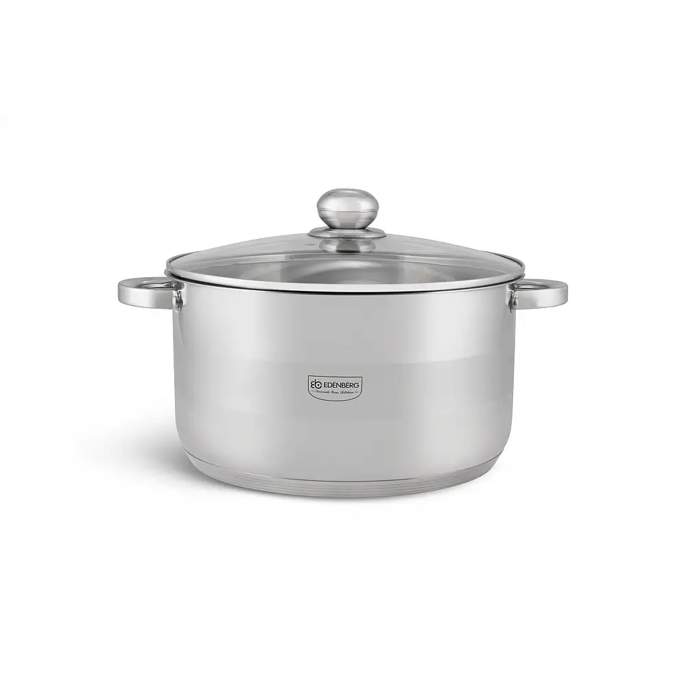 Edenberg Ατσάλινη Κατσαρόλα 9,5L με Καπάκι από Ανοξείδωτο Χάλυβα για Επαγωγή & Αερίου EB-3009