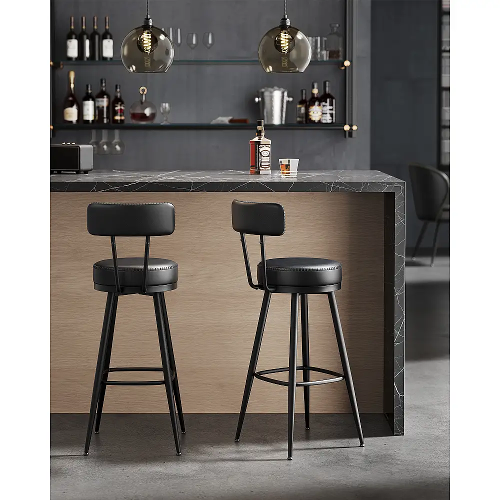 VASAGLE Σετ 2 Σκαμπό Μπάρ με Πλάτη και Περιστροφή 360 LBC889B01V1