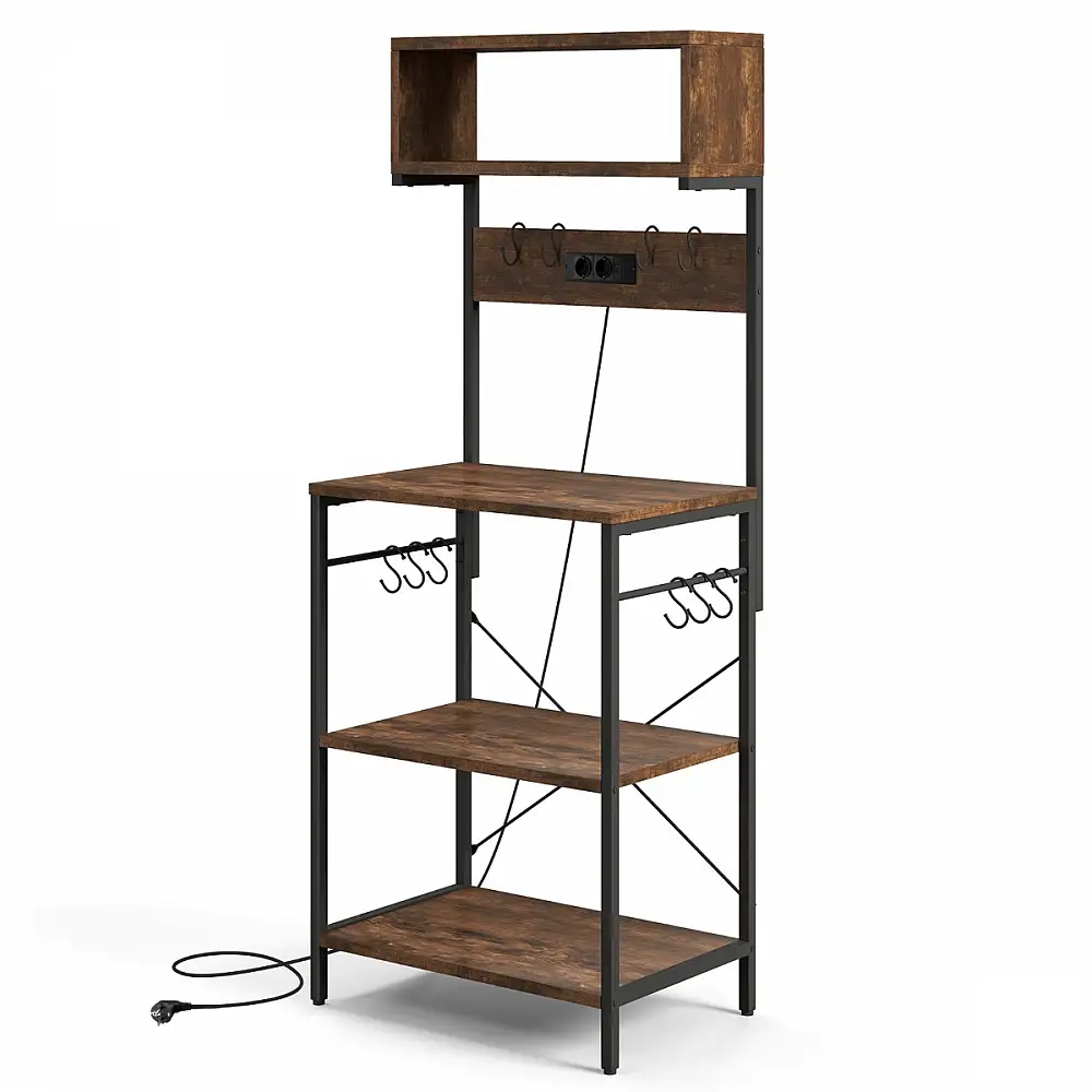 Costway Πολυλειτουργική Μεταλλική Ραφιέρα Κουζίνας με Ηλεκτρική Παροχή JZ10402DE-CF