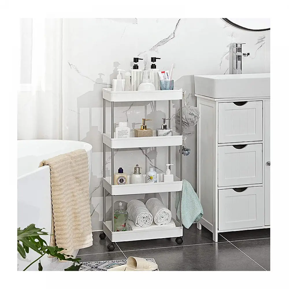 Μεταλλικό Τρόλεϊ Κουζίνας με 4 Ράφια 40 x 22 x 86 cm Songmics KSC10WT