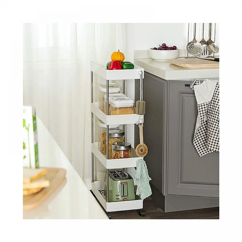 Μεταλλικό Τρόλεϊ Κουζίνας με 4 Ράφια 40 x 22 x 86 cm Songmics KSC10WT