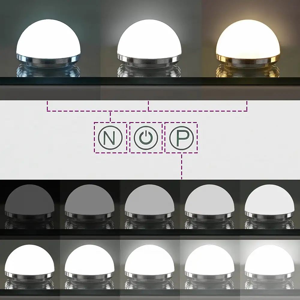 vidaXL Καθρέφτης Vanity LED Λευκός 44 x 10 x 53 εκ Γυαλί και Χάλυβας 42020525