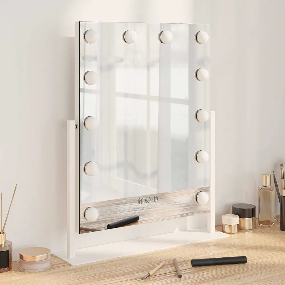 vidaXL Καθρέφτης Vanity LED Λευκός 44 x 10 x 53 εκ Γυαλί και Χάλυβας 42020525