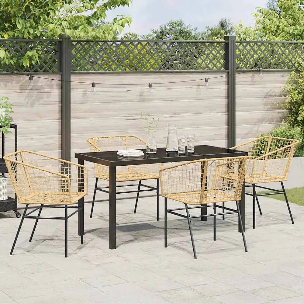 vidaXL Σέτ φαγητού για κήπο 5 pcs Καφέ συνθετικό ρατάν 3380899