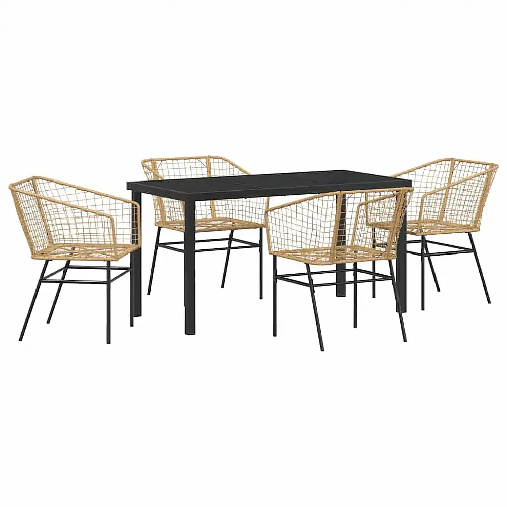 vidaXL Σέτ φαγητού για κήπο 5 pcs Καφέ συνθετικό ρατάν 3380899