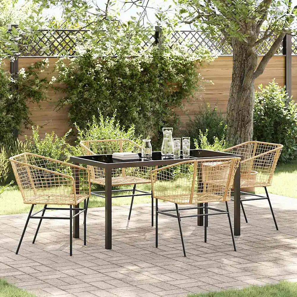 vidaXL Σέτ φαγητού για κήπο 5 pcs Καφέ συνθετικό ρατάν 3380899