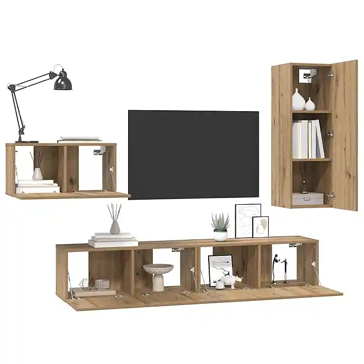vidaXL Σετ επίπλου τηλεόρασης 4 pcs Artisan Oak Επεξεργασμένο ξύλο 3393263