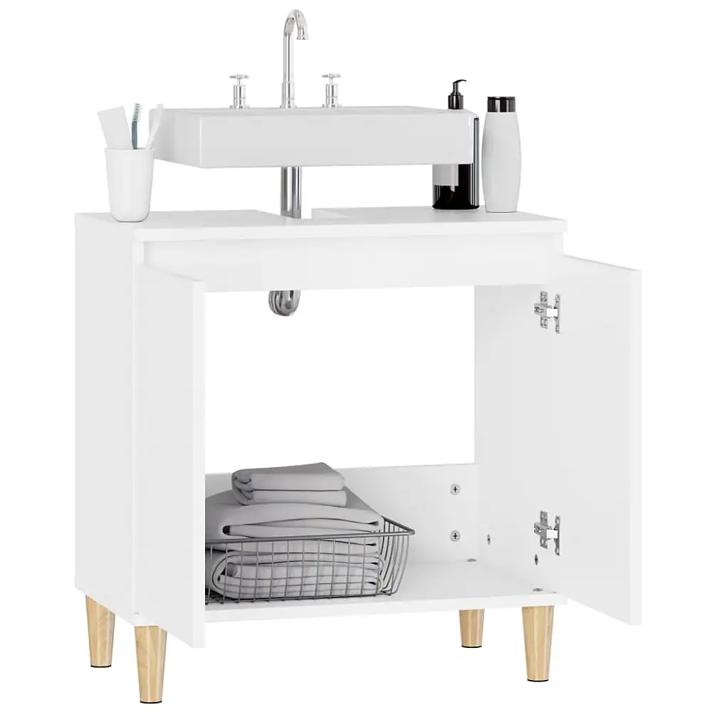 vidaXL Ντουλάπι Νιπτήρα Λευκό 58 x 33 x 60 εκ. από Επεξεργασμένο Ξύλο 821252