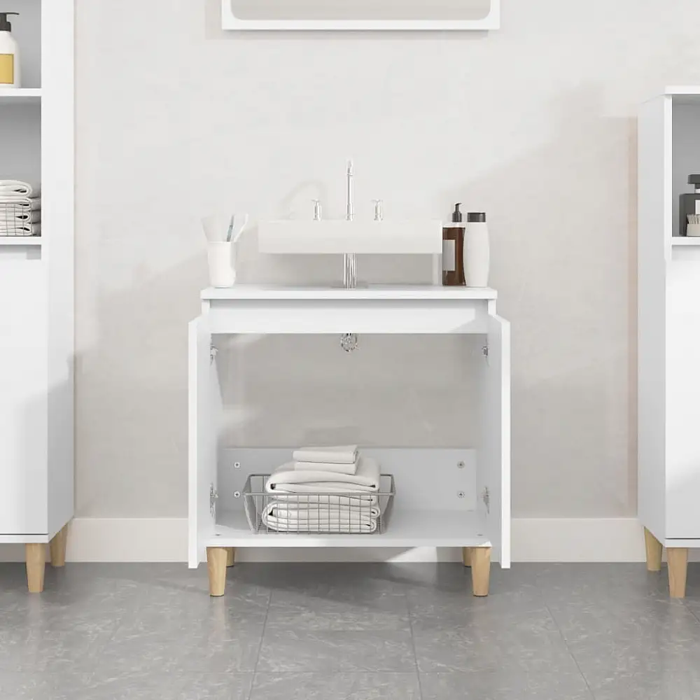 vidaXL Ντουλάπι Νιπτήρα Λευκό 58 x 33 x 60 εκ. από Επεξεργασμένο Ξύλο 821252