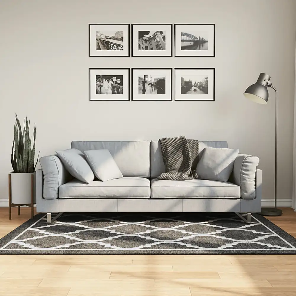 vidaXL Χαλί Πλενόμενο Μαύρο και Λευκό 120x180 εκ. 136605