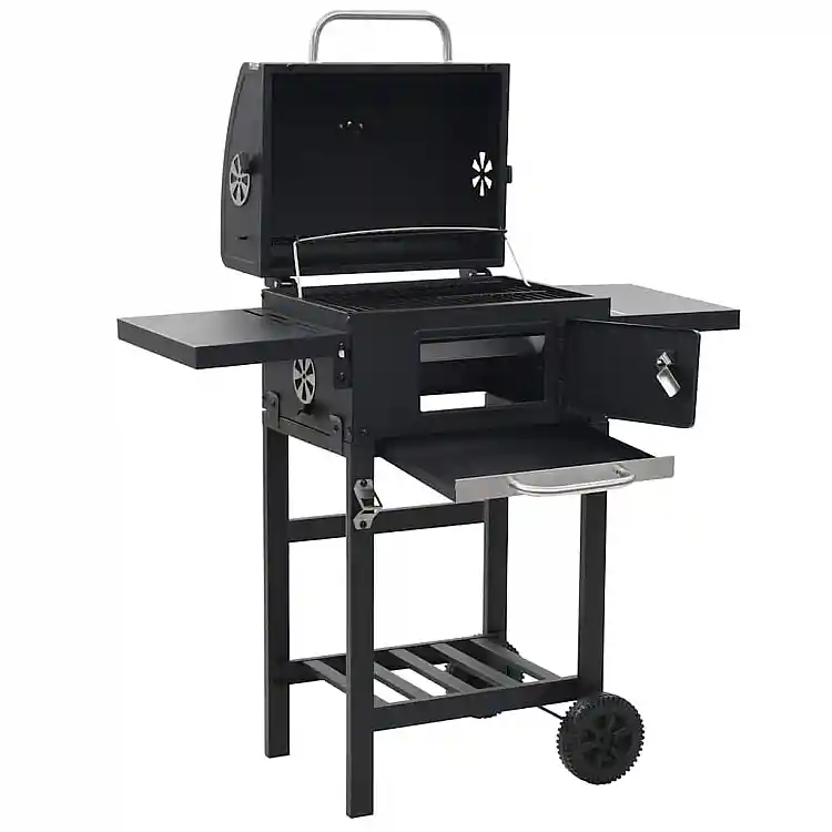 vidaXL Ψησταριά Κάρβουνου / BBQ Μαύρη με Κάτω Ράφι 44280