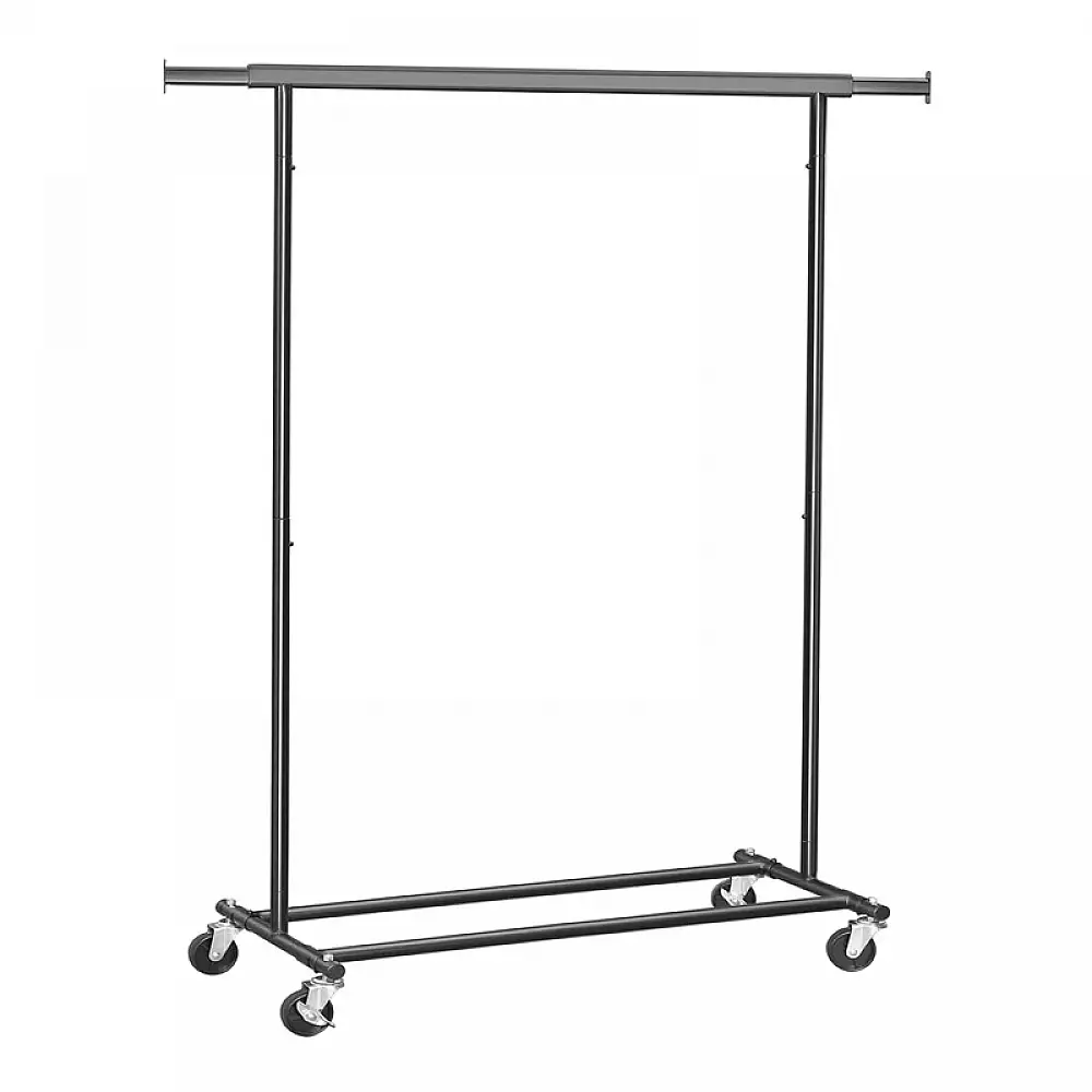 Μεταλλική Κρεμάστρα Ρούχων Δαπέδου Βαρέως Τύπου 92 - 132 x 45.4 x 160 cm με Ρόδες Χρώματος Μαύρο Songmics HSR13BKV1