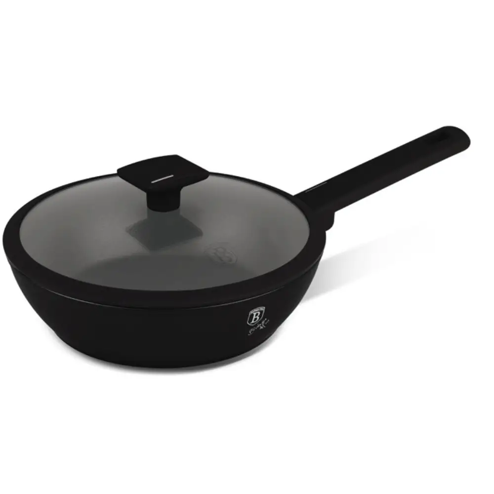 Berlinger Haus Τηγάνι Βαθύ 24cm με Καπάκι Αντικολλητικό για Επαγωγικές Εστίες, Matte Black Collection BH-8179N