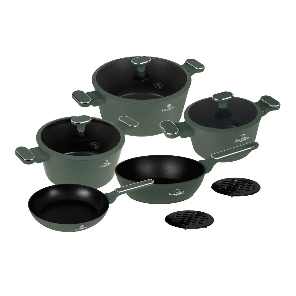 Berlinger Haus Σετ 10 τμχ Μαγειρικά Σκεύη από Αλουμίνιο Matte Green με Αντικολλητική Επίστρωση BH-8207