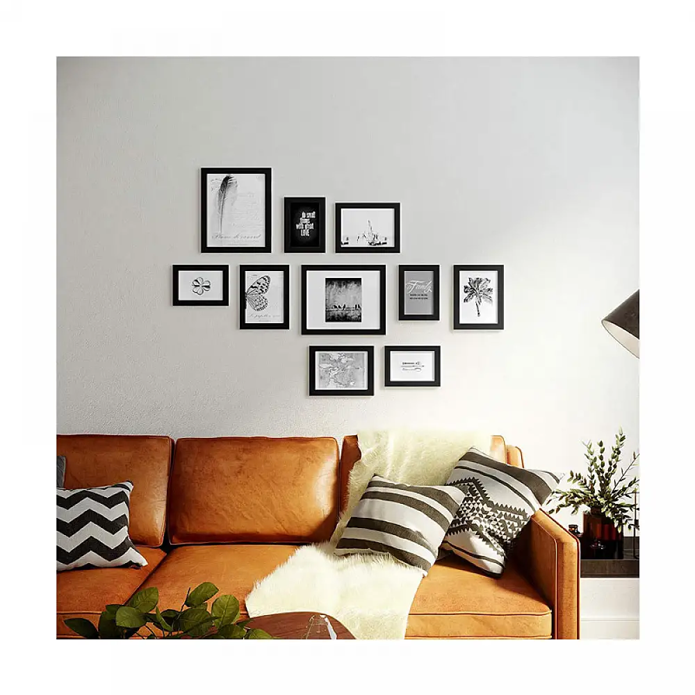 Σετ 10 Ξύλινες Κορνίζες σε Διαφορετικές Διαστάσεις Χρώματος Μαύρο Songmics RPF310H