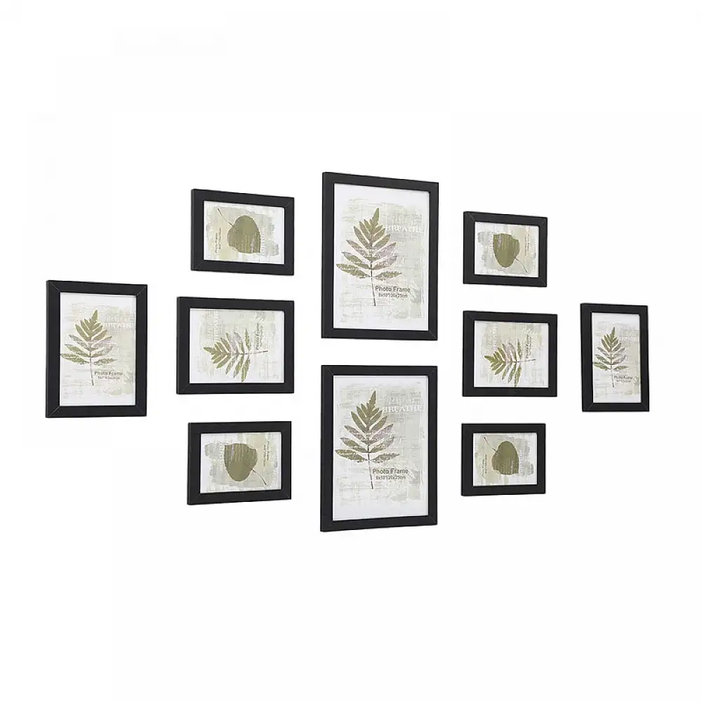 Σετ 10 Ξύλινες Κορνίζες σε Διαφορετικές Διαστάσεις Χρώματος Μαύρο Songmics RPF310H