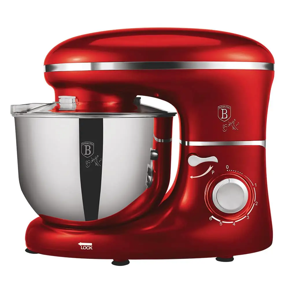 Berlinger Haus Κουζινομηχανή Μίξερ mixer 1300W με Ανοξείδωτο Κάδο 6L, Metallic Line Burgundy BH-9193