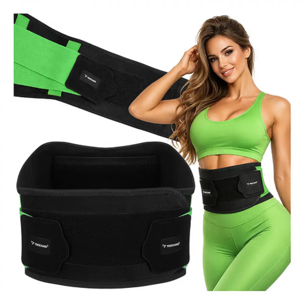 Trizand Ζώνη Αδυνατίσματος Κοιλιάς Neoprene με Velcro 120 x 24 cm, Μαύρη/Πράσινη 27673