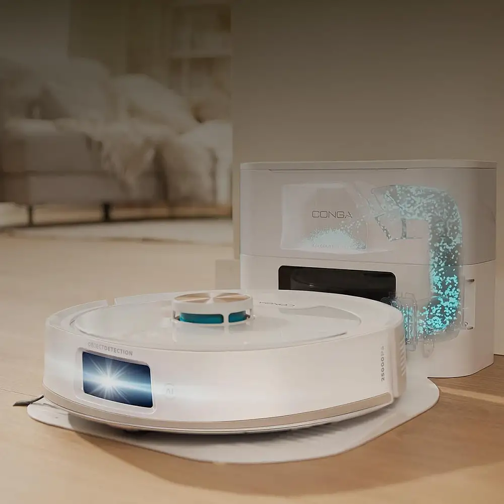 Cecotec Ρομποτική Ηλεκτρική Σκούπα Conga Y90 Pearl με Βάση Αυτόματης Εκκένωσης, Τεχνητή Νοημοσύνη, Λέιζερ Πλοήγηση, 25000Pa, 240’ Αυτονομία, Για Κατοικίδια, WiFi/Bluetooth, 3L CEC-127712